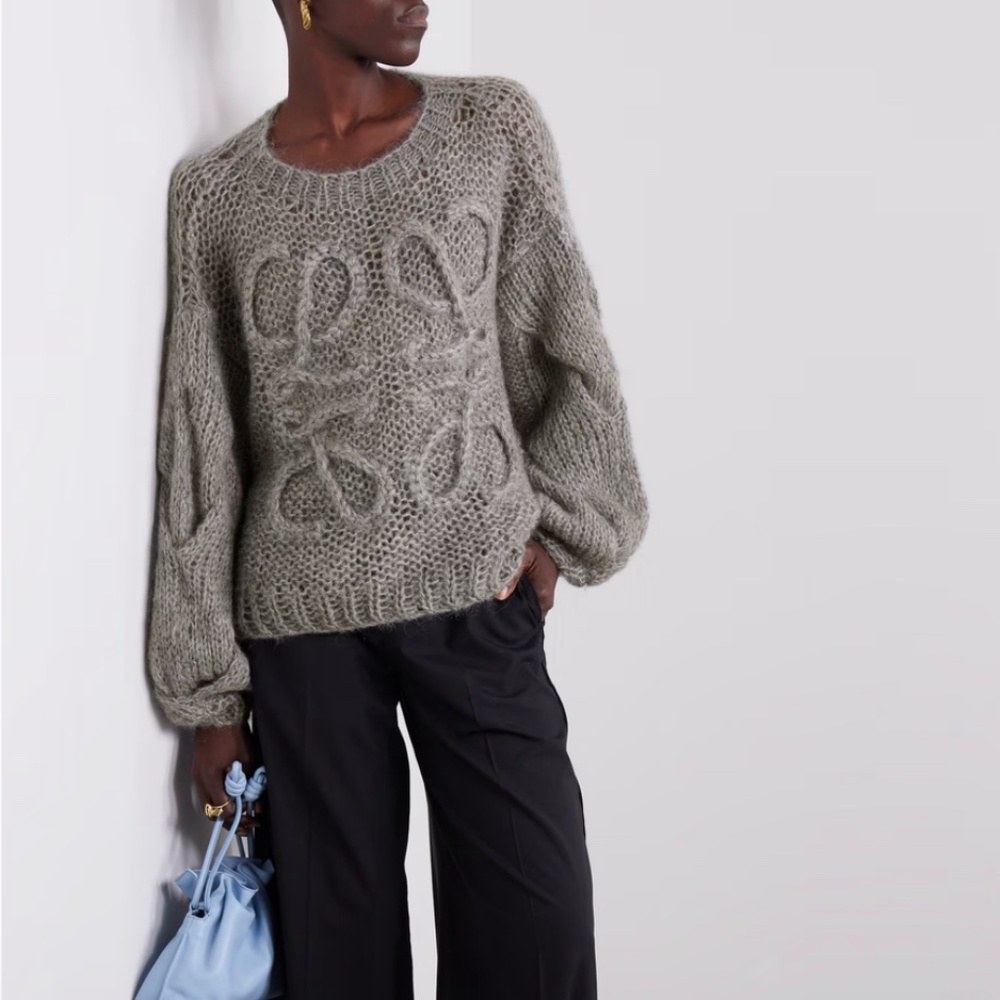 Loewe Anagram oversized mohair-blend sweater in Gray
